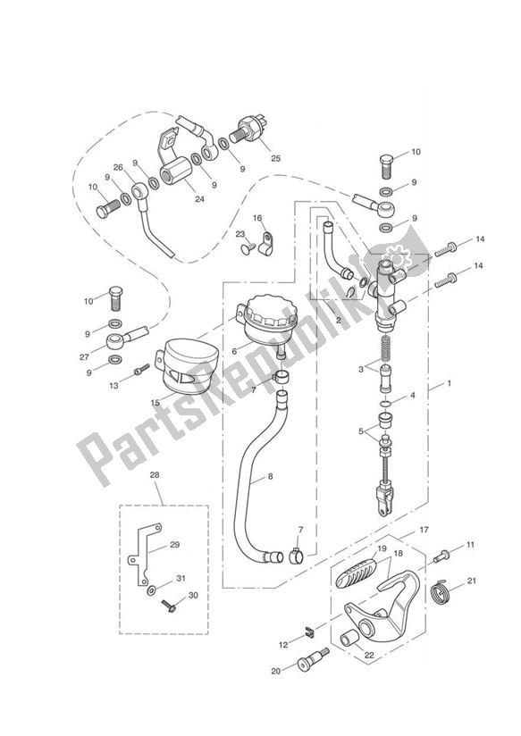 Tutte le parti per il Pompa Freno Posteriore del Triumph America Carburettor 790 2002 - 2007